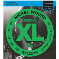 D'addario Exl220-5 Long Scale Nickel Wound 5-String Bass Super Light 40-125 - 1