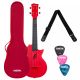 Cascha Ukulele Concert Carbon Fiber Red Set - 1